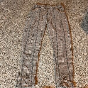 Tempo Paris Houndstooth Print Pants Casual Drawstring Waist Size L